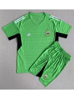 Otroški Nogometna dresi replika Argentina Vratar Domači SP 2022 Kratek rokav (+ hlače)